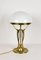 Art Nouveau Gilt Brass Table Lamp with White Glass Lampshade, Austria, 1910s, Image 14