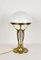 Jugendstil Tischlampe aus vergoldetem Messing mit weißem Glasschirm, Österreich, 1910er 14