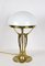 Art Nouveau Gilt Brass Table Lamp with White Glass Lampshade, Austria, 1910s, Image 10