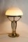 Art Nouveau Gilt Brass Table Lamp with White Glass Lampshade, Austria, 1910s, Image 11