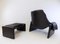 Leather Saporiti P 60 Chair & Ottoman by Vittorio Introini for Saporiti Italia, 1960s, Set of 2 2