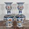 Polychrome Steingut Vasen von Royal Delft, 2er Set 6