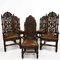 Antique Heavily Carved Oak & Hand Dyed Leather Dining Chairs, London, 1890s, Set of 8 2
