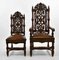 Antique Heavily Carved Oak & Hand Dyed Leather Dining Chairs, London, 1890s, Set of 8, Image 17