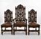 Antique Heavily Carved Oak & Hand Dyed Leather Dining Chairs, London, 1890s, Set of 8, Image 1