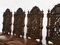 Antique Heavily Carved Oak & Hand Dyed Leather Dining Chairs, London, 1890s, Set of 8 3