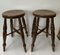 Antique Victorian Elm Wood Farmhouse Stools, 1890s, Set of 2 1