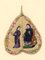 19. Jh. Chinesische Qing-Dynastie Peepal Blatt Gemälde Kaiser mit Beamten 2