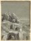 Rock Cave Dwellings with Spearsmen, Early 19th Century, Grisaille Wash Drawing 2
