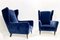 Mid-Century Italian Modern Armchairs in Blue Velvet, 1950s, Set of 2 5