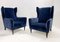 Moderne italienische Mid-Century Sessel in blauem Samt, 1950er, 2er Set 6