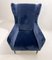 Moderne italienische Mid-Century Sessel in blauem Samt, 1950er, 2er Set 2