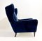 Mid-Century Italian Modern Armchairs in Blue Velvet, 1950s, Set of 2 3