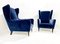 Mid-Century Italian Modern Armchairs in Blue Velvet, 1950s, Set of 2, Image 4