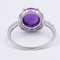 Vintage 9k White Gold Ring with Amethyst and Diamonds, 1990s, Image 4