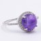 Vintage 9k White Gold Ring with Amethyst and Diamonds, 1990s, Image 2