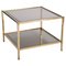 Italian Square Coffee Table in Brass and Smoked Glass, 1970s, Image 1
