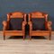 20th Century Dutch Sheepskin Leather Wingback Chairs, Set of 2 7