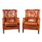 20th Century Dutch Sheepskin Leather Wingback Chairs, Set of 2 1