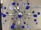 Lámpara de araña Sputnik italiana de cristal de Murano azul hecha a mano de Simoeng, Imagen 3