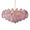 Poliedro Murano Glass Pink Chandelier with Gold Metal Frame from Simoeng 1