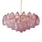 Poliedro Murano Glass Pink Chandelier with Gold Metal Frame from Simoeng, Image 1