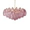 Lámpara de araña Poliedro de cristal de Murano en rosa con marco de metal dorado de Simoeng, Imagen 5