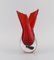 Art Glass Italian Red and Clear Mouth-Blown Murano Vase, 1960s 2