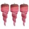 TrMurano Chandeliers with 86 Crystal Pink Prism, Murano, 1990s, Set of 3 1