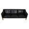 Model 2213 3-Seater Sofa in Patinated Black Leather by Børge Mogensen for Fredericia 5