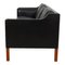 Model 2213 3-Seater Sofa in Patinated Black Leather by Børge Mogensen for Fredericia 4