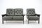 Dark Green Leather 2-Seater Sofa and Armchairs, Denmark, 1970s, Set of 2, Image 2