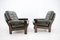 Dark Green Leather 2-Seater Sofa and Armchairs, Denmark, 1970s, Set of 2 4