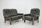 Dark Green Leather 2-Seater Sofa and Armchairs, Denmark, 1970s, Set of 2 3