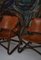 Danish Modern Oak Stained Bamboo and Saddle Leather Manilla Armchairs, Set of 2 2