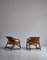 Danish Modern Oak Stained Bamboo and Saddle Leather Manilla Armchairs, Set of 2, Image 8