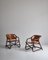 Danish Modern Oak Stained Bamboo and Saddle Leather Manilla Armchairs, Set of 2 3