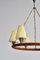 Danish Modern Leather, Brass and Glass Chandelier attributed to Lyfa, Denmark, 1940s, Image 11