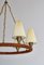 Danish Modern Leather, Brass and Glass Chandelier attributed to Lyfa, Denmark, 1940s, Image 6