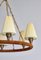 Danish Modern Leather, Brass and Glass Chandelier attributed to Lyfa, Denmark, 1940s 16