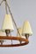Danish Modern Leather, Brass and Glass Chandelier attributed to Lyfa, Denmark, 1940s, Image 16