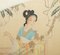 Antique Chinese Watercolour Silk Paintings of Geisha Girl with Flowers, 1920s, Set of 2 6