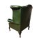 Queen Anne Style Green Leather Chesterfield Armchair, 1990s 4