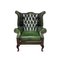 Fauteuil Chesterfield Style Queen Anne en Cuir Vert, 1990s 1