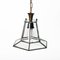 Italian Brass and Beveled Glass Hexagonal Pendant Light in the Style of Adolf Loos, 1950s 8