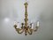 20 Century Biedermeier Carved Wooden Luster Gold-Colored Painted Chandelier 6