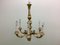 20 Century Biedermeier Carved Wooden Luster Gold-Colored Painted Chandelier 1