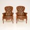 Deep Buttoned Leather Armchairs, 1950s, Set of 2 2