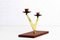 Art Deco Candleholder in Teak and Brass, 1950s 1