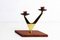 Art Deco Candleholder in Teak and Brass, 1950s 4